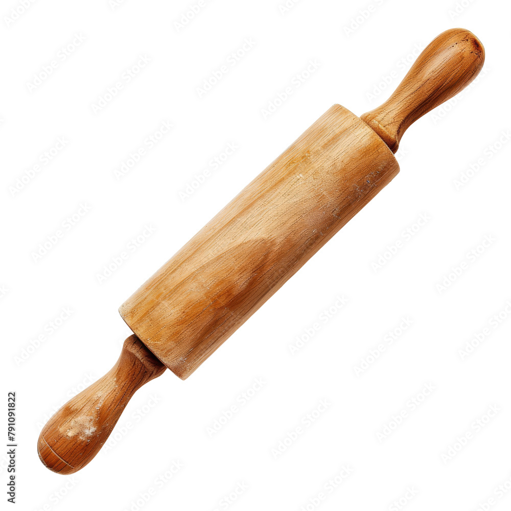A picture of a rolling pin, isolated on white, cut out