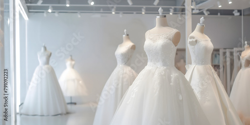 Wedding dresses in the bridal shop