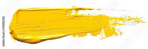 Yellow stroke of paint, isolated on white, cut out