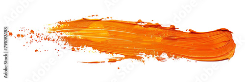 Orange stroke of paint, isolated on white, cut out