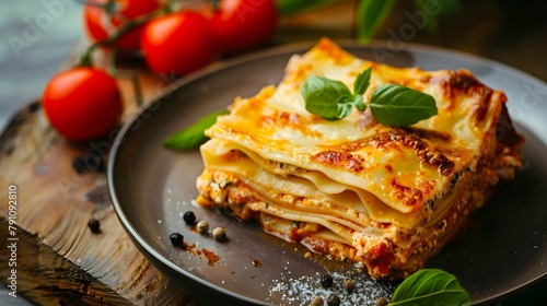 Tasty lasagne served on plate