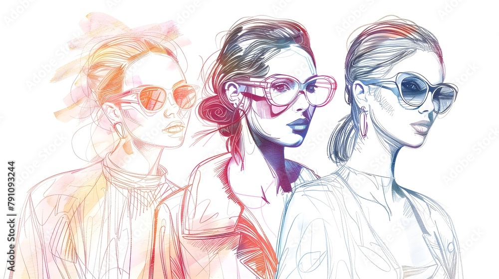 Stylish fashion models. Pretty young girls. Fashion girls Sketch Stylish fashion models. Pretty young girls. Fashion girls Sketch
