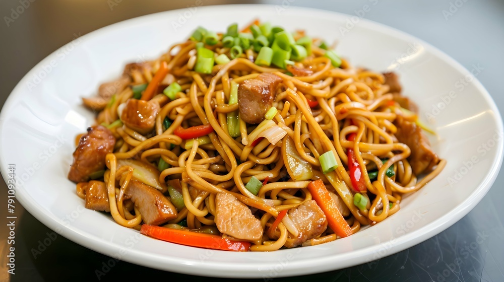 stir-fried yakisoba noodle with pork stir-fried yakisoba noodle with pork