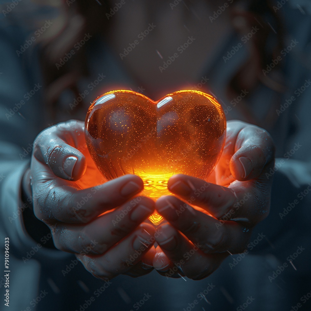 Supportive hands holding heart. Supportive hands holding heart.