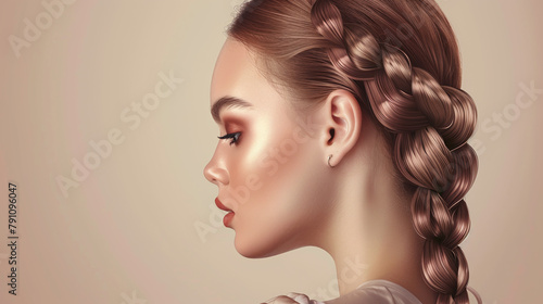 side view portrait model with braided pigtails