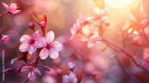 Beautiful flowering Japanese cherry  sakura during spring