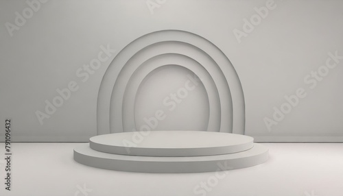 minimalistic white room with a podest. for pruduct, advertising