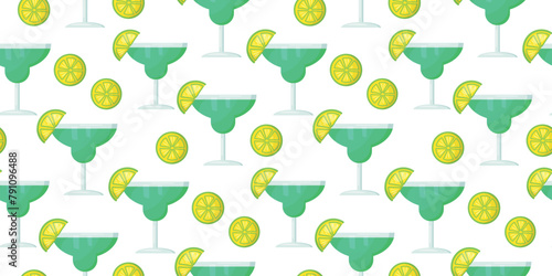 Margarita cocktail with slice of lime vector background. © Idressart