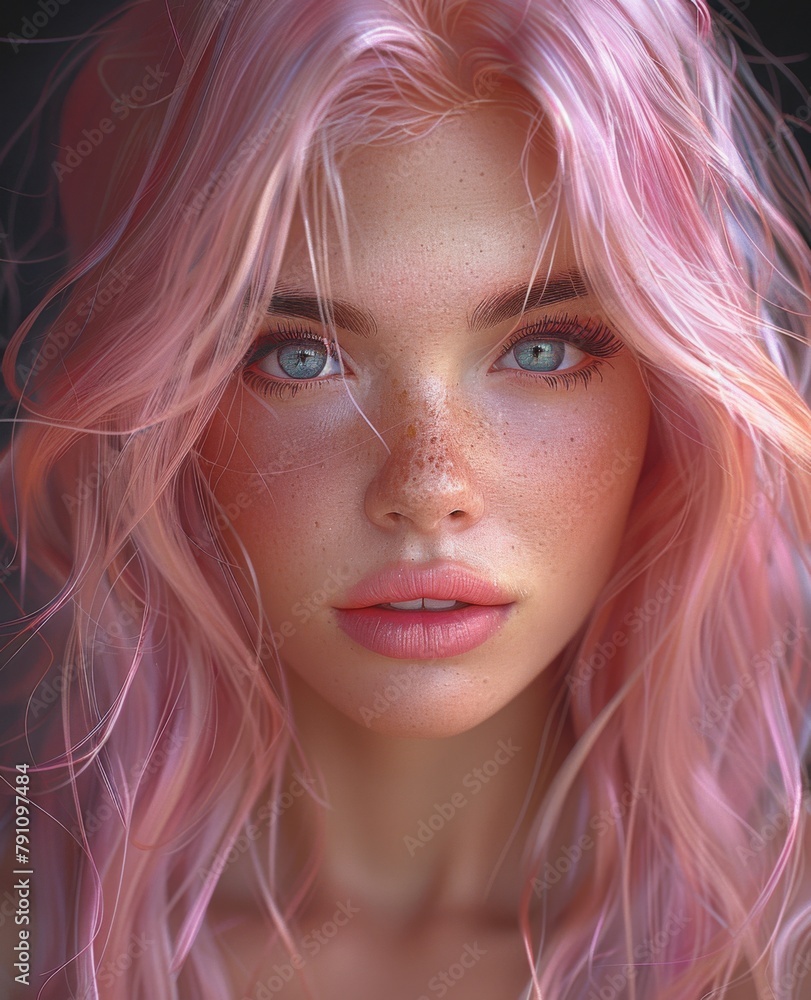 portrait of beautiful woman in blue dress