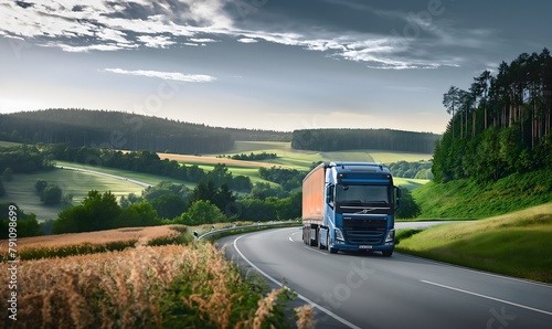 Truck on tour on a country road in germany photo