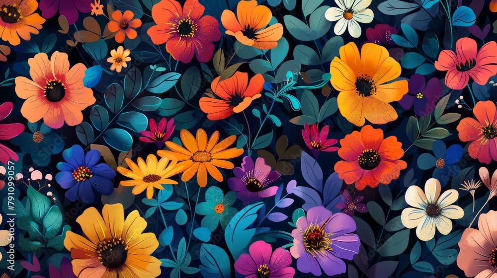 Background with multicolored flowers Background with multicolored flowers