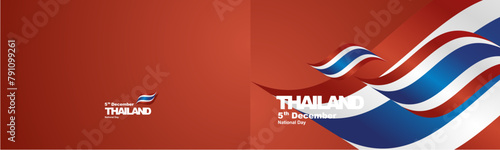 Thailand Independence Day flag ribbon two fold landscape background