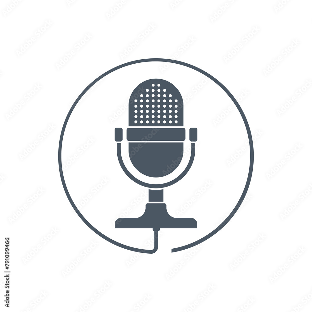Podcast. Podcasting microphone icon. Podcast. Podcasting microphone icon.