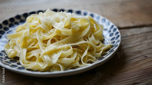 Cooked tagliatelle on a plate 