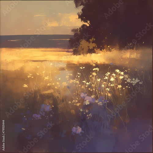 Lush Meadow of Wildflowers at Sunrise © RobertGabriel