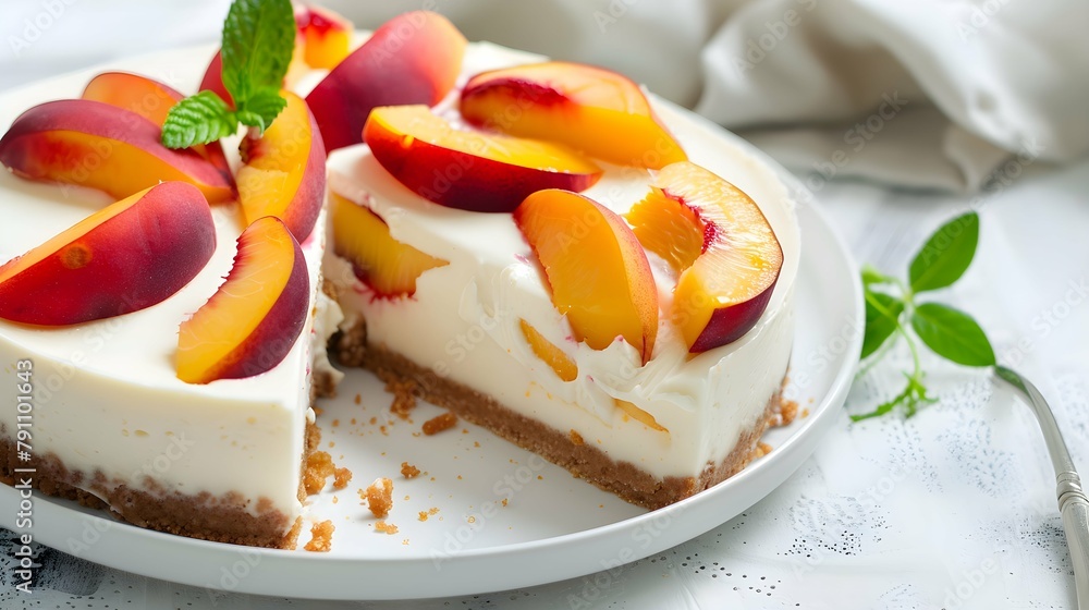 cheesecake with peaches. Homemade cream cake with peaches cheesecake with peaches. Homemade cream cake with peaches