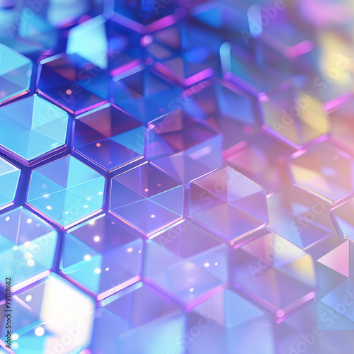 A colorful background with blue and purple shapes