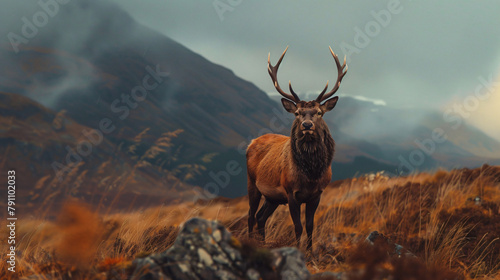 Portrait of a free and wild Scottish stag