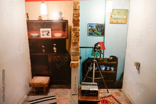 Room and spy film camera inside Bunker 2, Tirana-Albania.