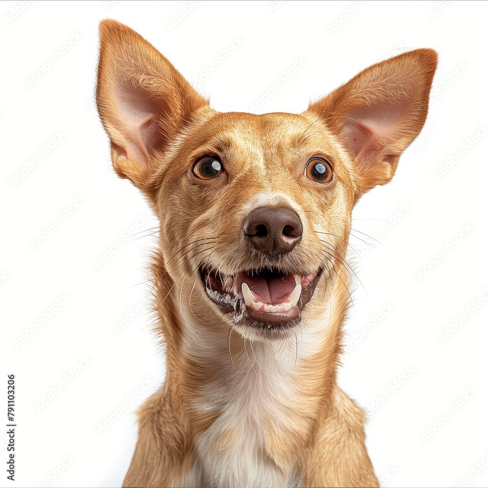 Close up portrait of happy dog isolated on white background Close up portrait of happy dog isolated on white background