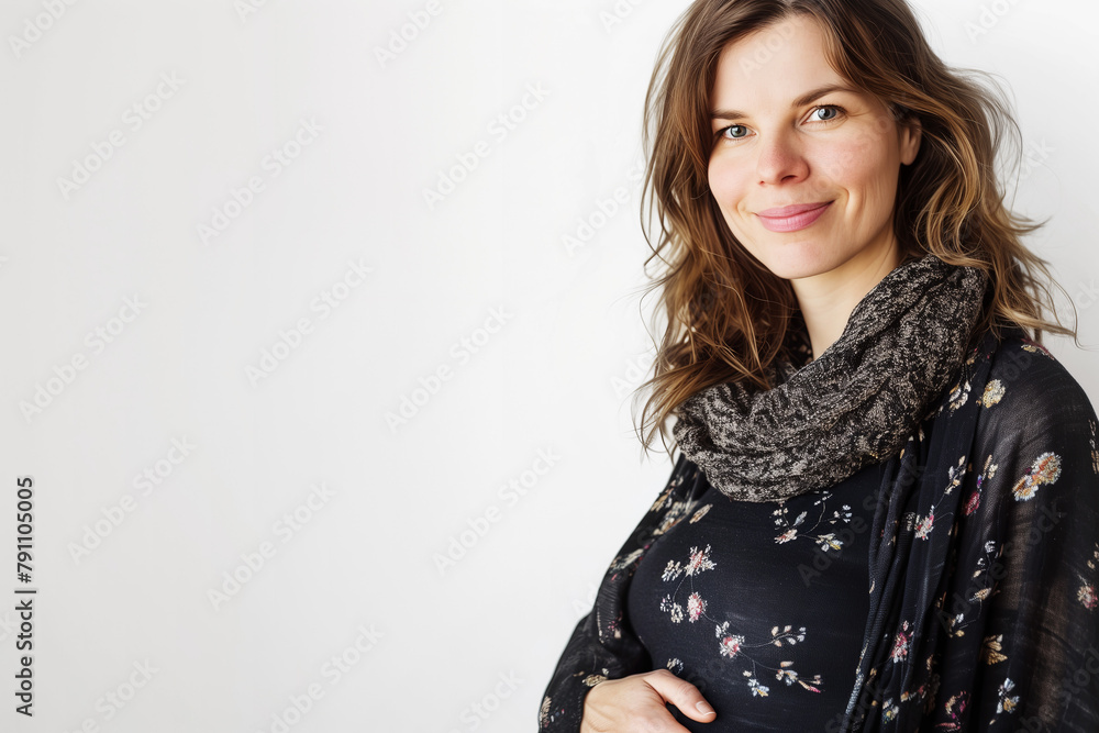 Pregnant woman on white background, copyspace Pregnant woman on white background, copyspace