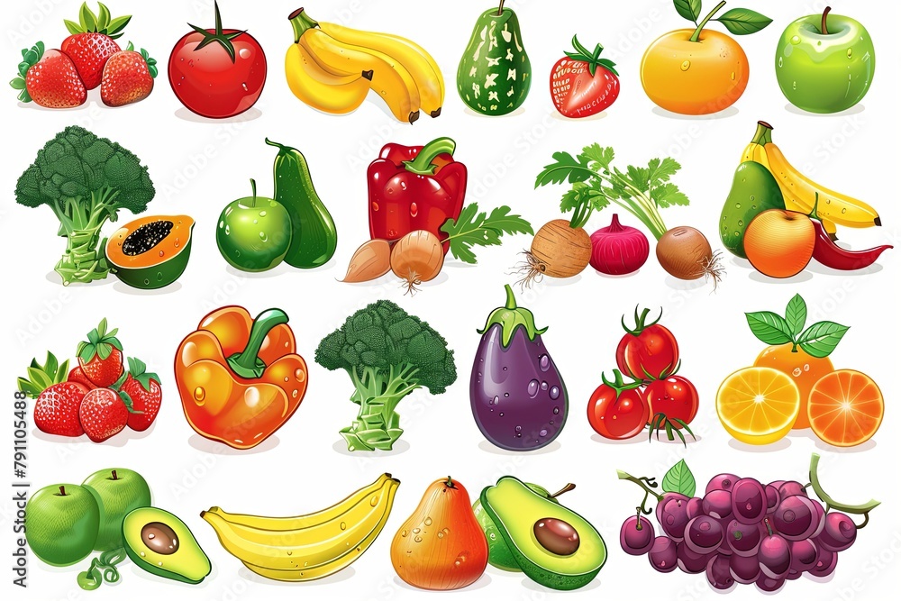 Large collection of fruits and vegetables Large collection of fruits and vegetables