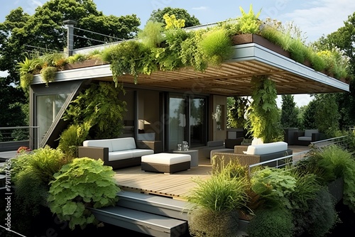 Eco-Friendly Green Roof Patio Concepts: Sustainable Living Eco Retreats © Michael