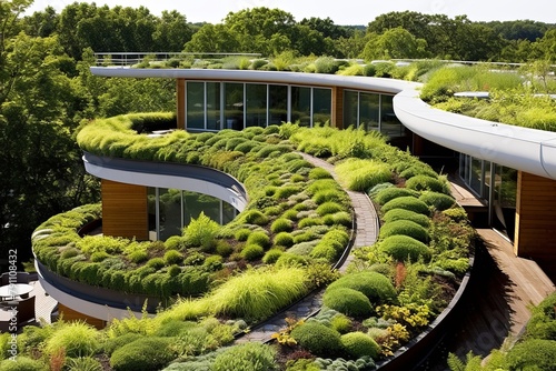 Eco-Friendly Green Roof Patio Concepts: Sustainable Design with Rooftop Garden Oasis photo