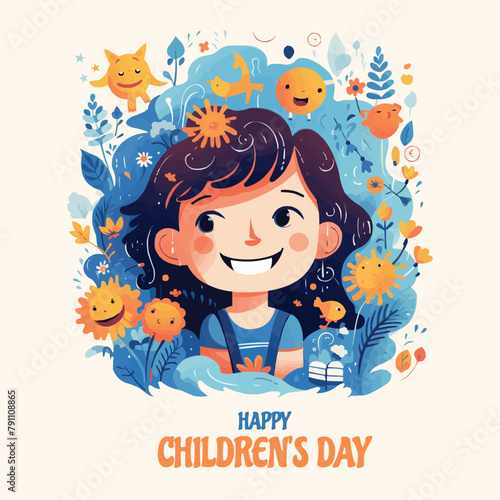 happy children's day, girl smiling
