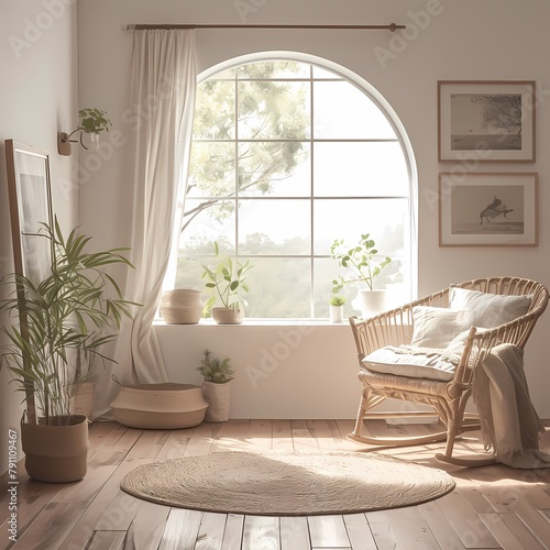Elegant and Comfortable Nursery with Large Bay Window and Plants