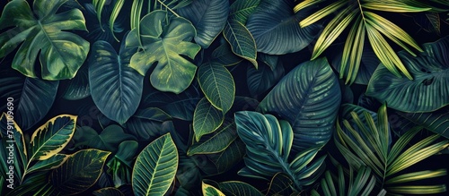 Wallpaper Mural Dark green lush tropical foliage wall Torontodigital.ca