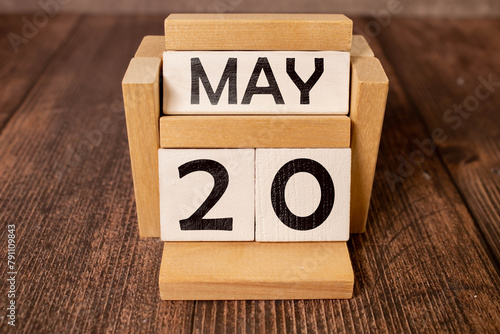 20 May text businrss concept, on wooden block photo