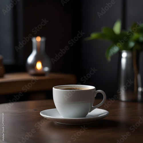 cup of cafee in dark bakground photo