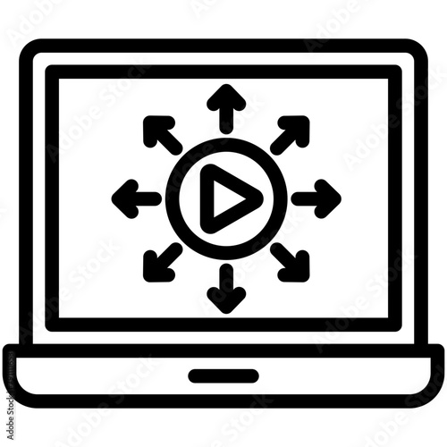 Content Distribution black outline icon, related to digital marketing theme, use for modern concept, UI or UX kit and app development.