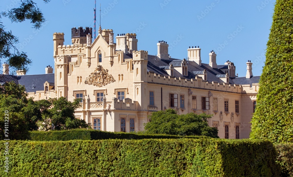 Lednice Chateau built in Neo-Gothic style Czech Republic