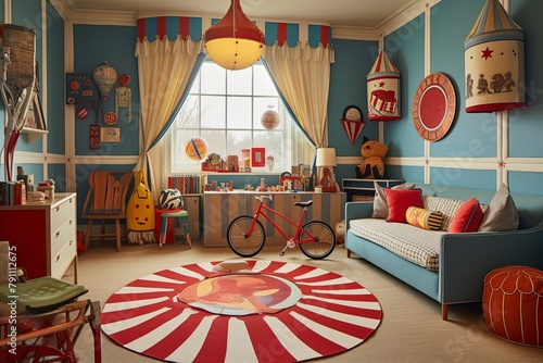 Unicycle Decor Delights: Vintage Circus Themed Kids' Room Inspirations photo