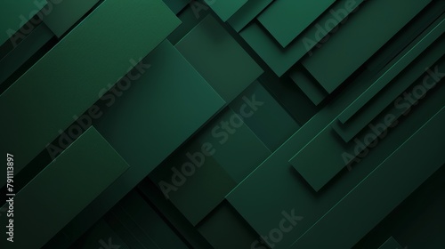 Geometric pattern of overlapping green rectangles creating a modern and sophisticated abstract background..