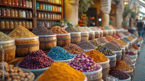A bustling spice souk in Dubai, United Arab Emirates, 4k, ultra hd photo