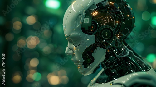 cyborg on digital background