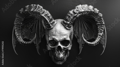 Skull with Horns and Wings