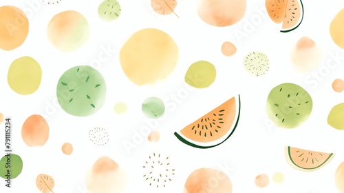Abstract cantaloupe pattern, great for a modern living space or as a colorful accent in a minimalist room, emphasizing the unique textures and hues of the melon skin photo