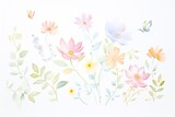 Delicate floral watercolor, ideal for a nursery or guest room, with soft flowing petals in pastel colors that bring a sense of calm and freshness
