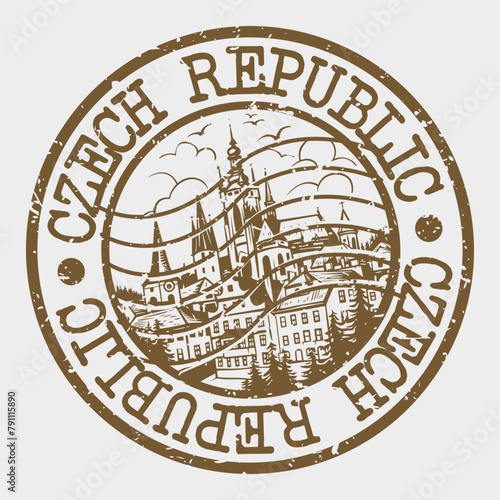 Czech Republic Stamp Postal. Silhouette Seal. Passport Round Design. Vector Icon. Design Retro Travel. National Symbol.