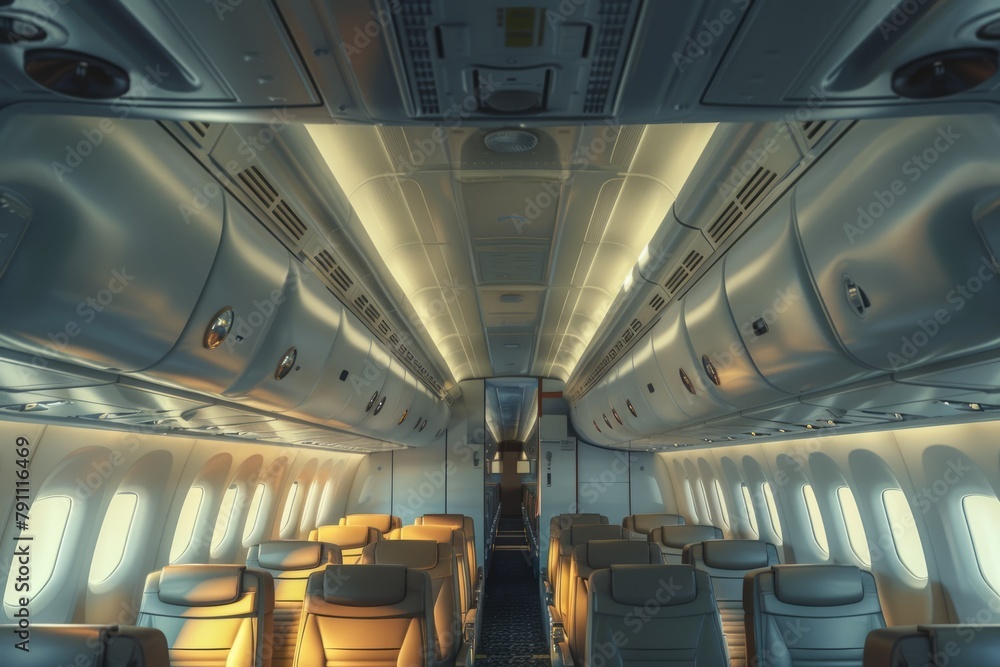 interior of an empty passenger plane