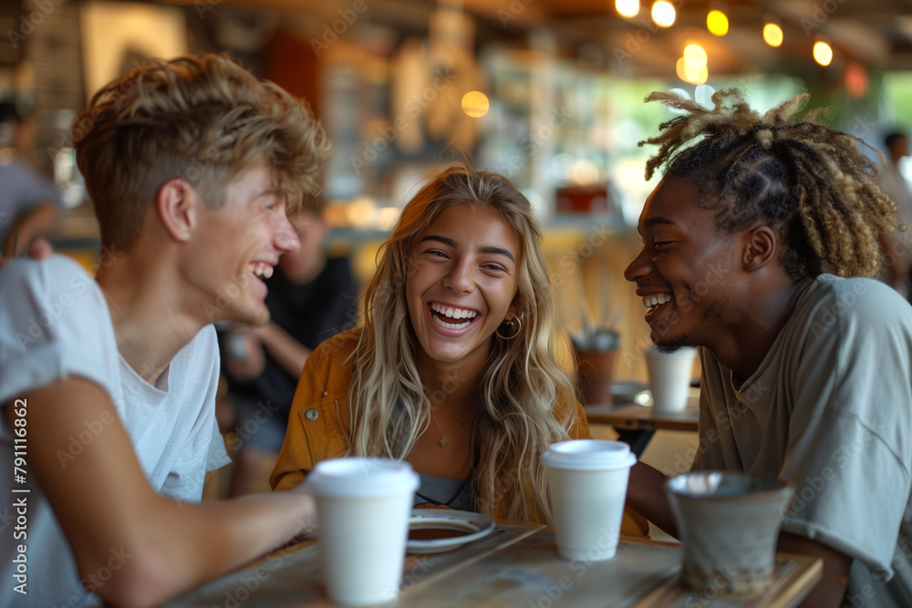 Group of People Laughing at Table Group of People Laughing at Table