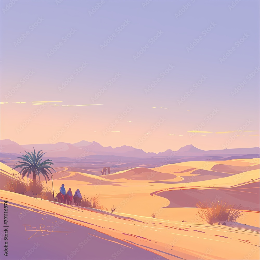 Breathtaking sunrise over desert dunes, perfect for travel and adventure themes.
