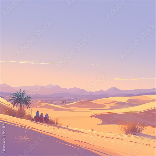 Breathtaking sunrise over desert dunes, perfect for travel and adventure themes.