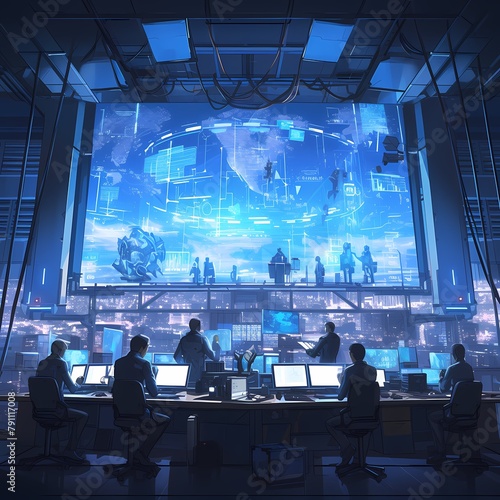 Advanced Teamwork in Futuristic Command Center