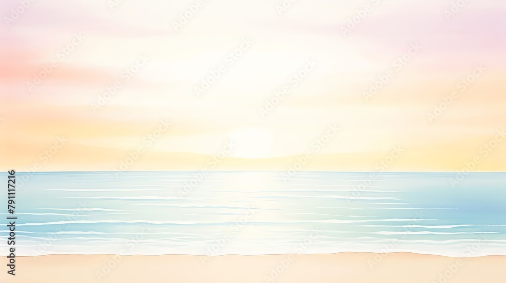 Tranquil beach sunset canvas, great for a master bedroom or spalike bathroom, with soothing colors and the calm of the ocean horizon promoting relaxation and peace