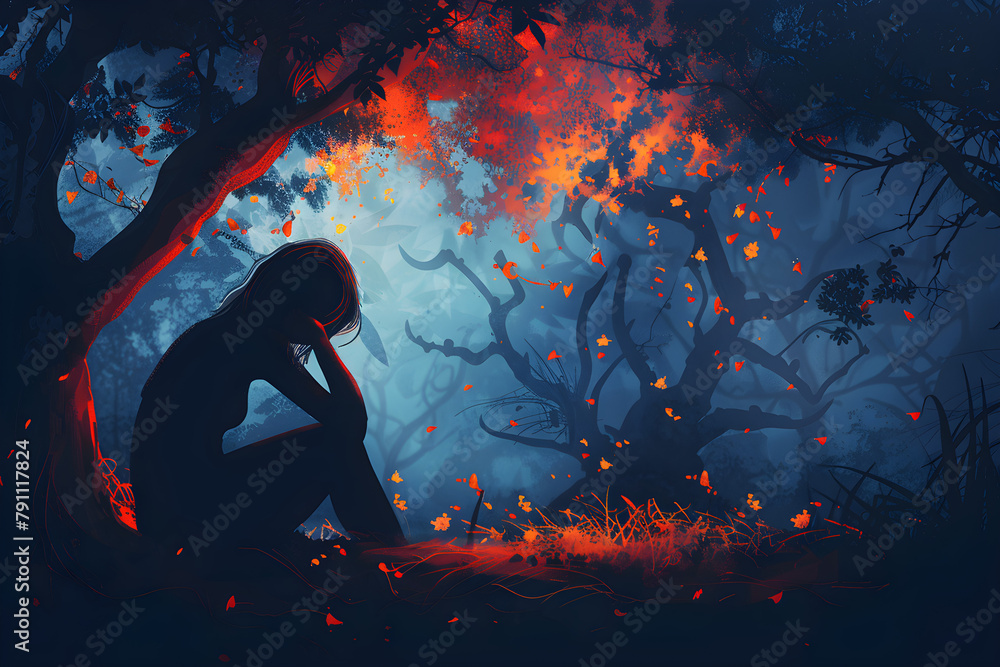 Anxiety disorder concept illustration showing mental health and psychological struggle. Anxiety disorder concept illustration showing mental health and psychological struggle.